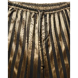 Gold Black Stripes Satin Tapered Leg Pants