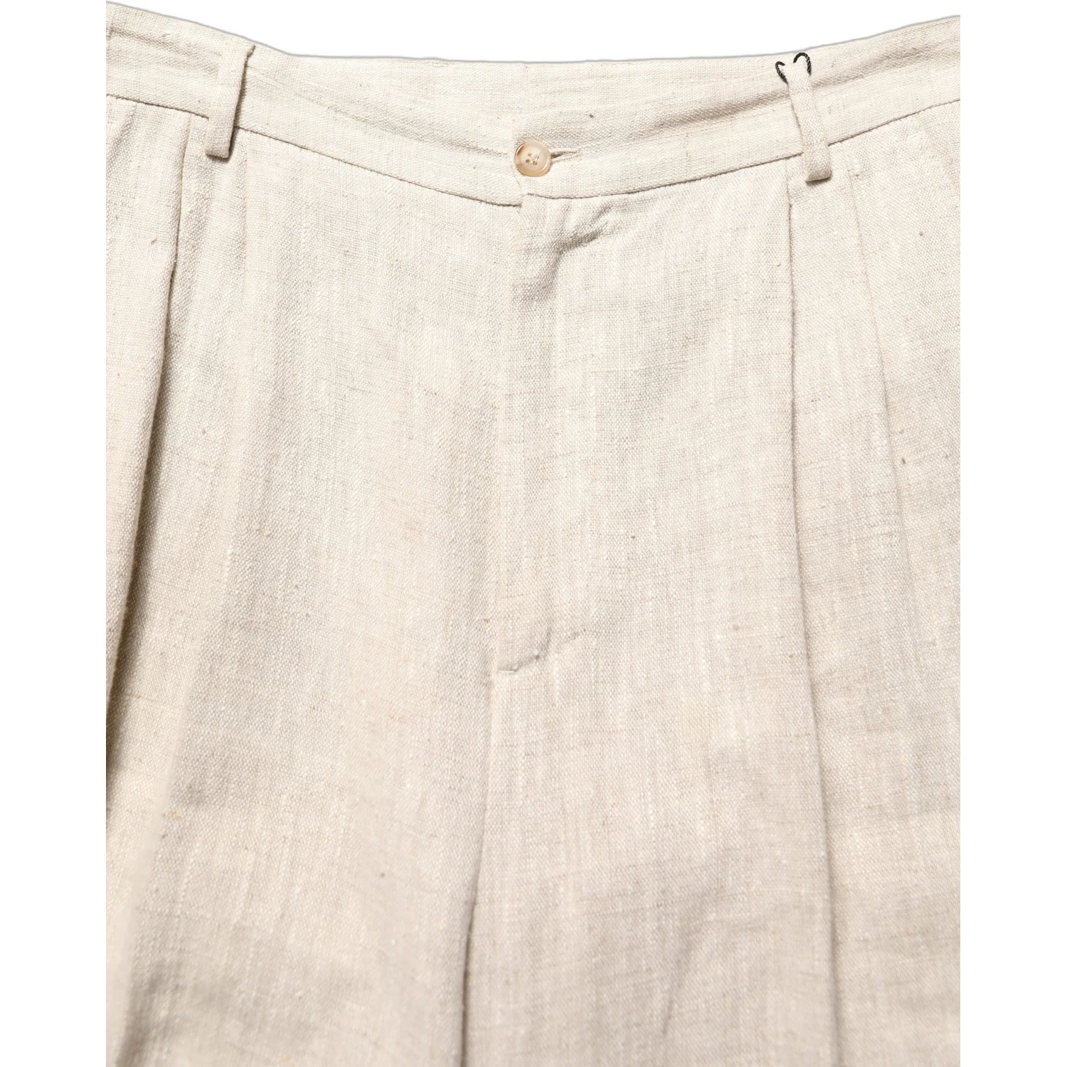 Beige Linen Tapered Men Dress Trouser Pants
