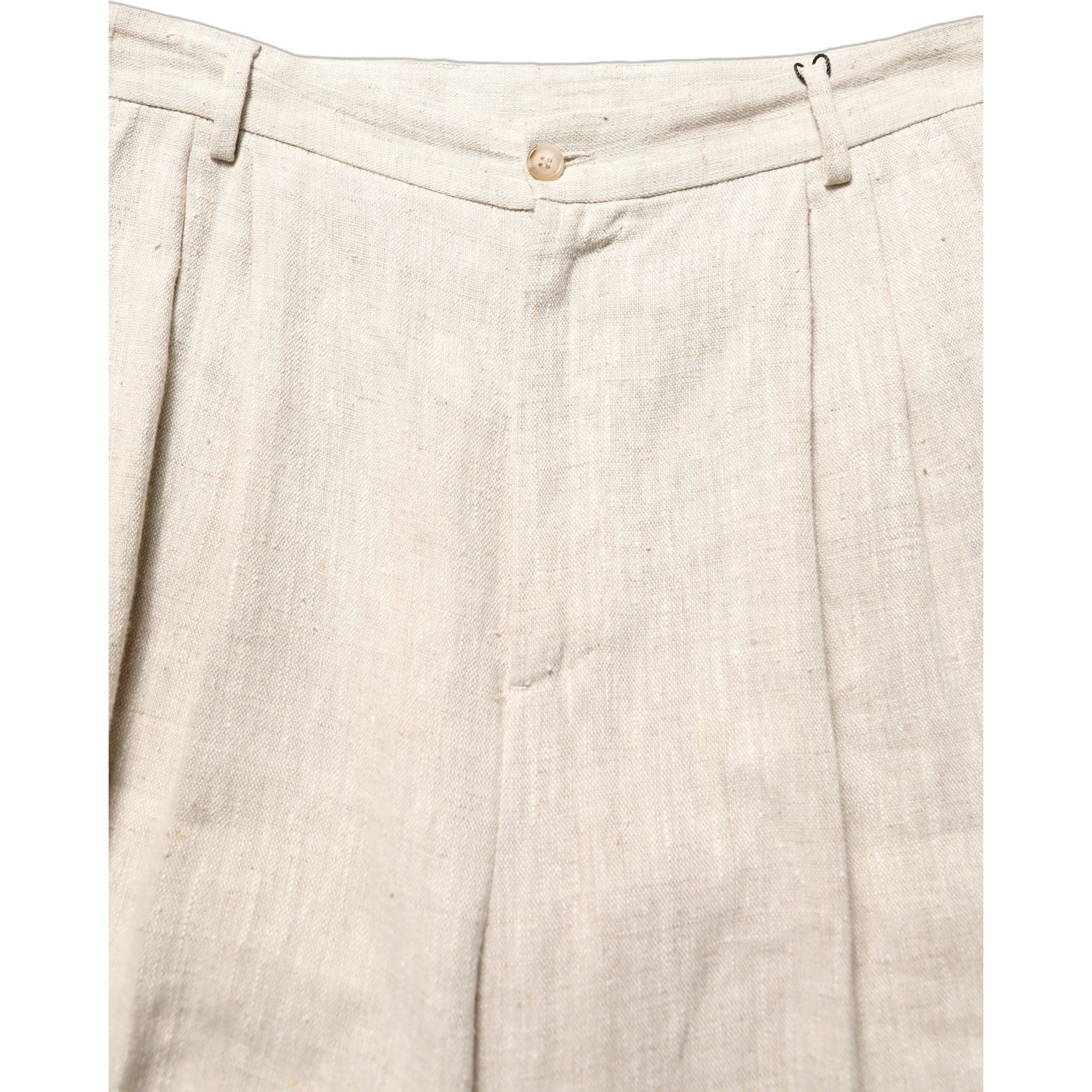 Beige Linen Tapered Men Dress Trouser Pants