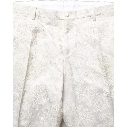 White Floral Men Dress Formal Trouser Pants