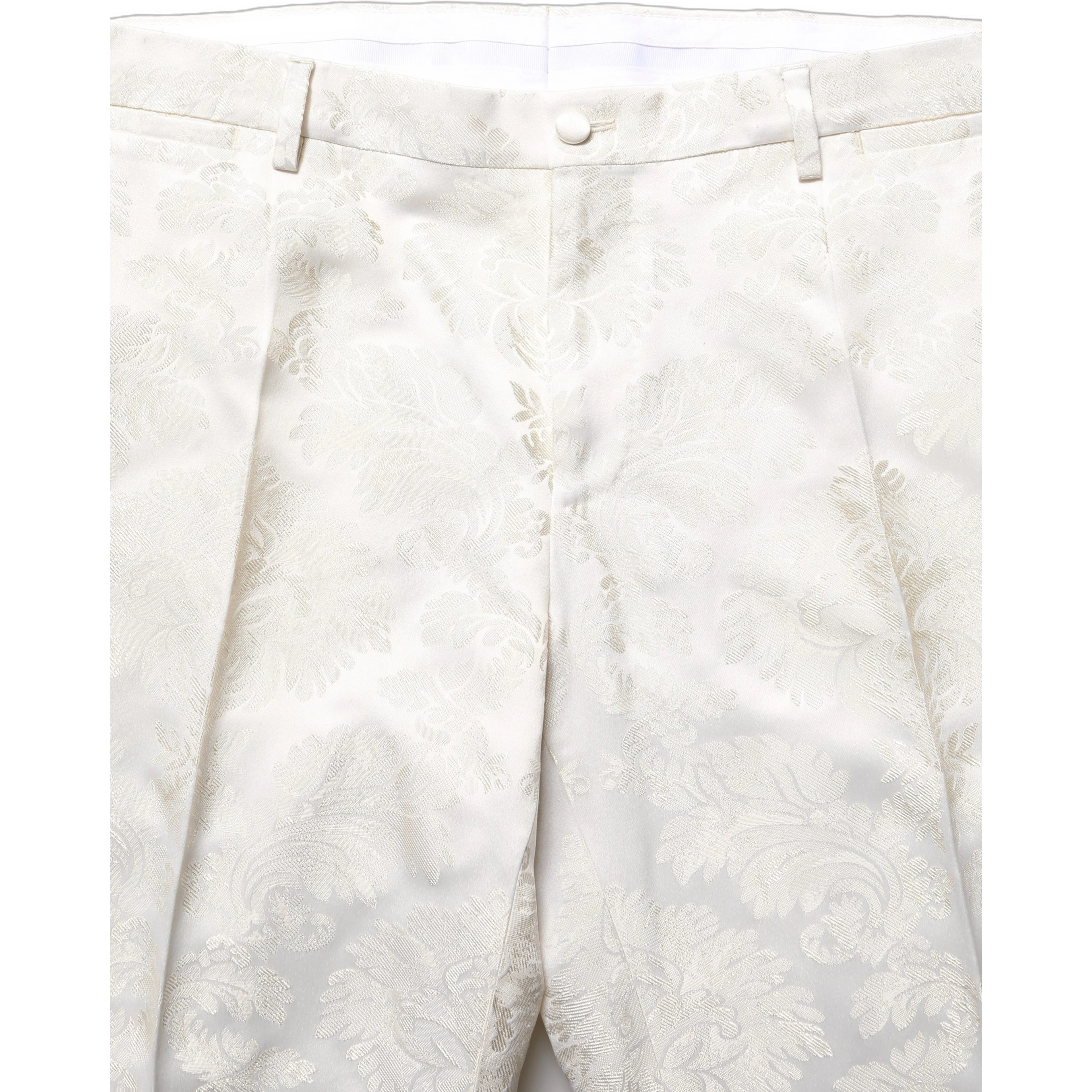 White Floral Men Dress Formal Trouser Pants