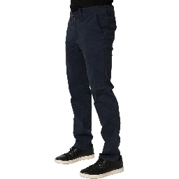 Navy Blue Skinny Chino Mid Waist Men Pants