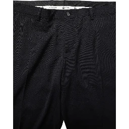 Black Wool Tapered Leg Dress Trouser Pants