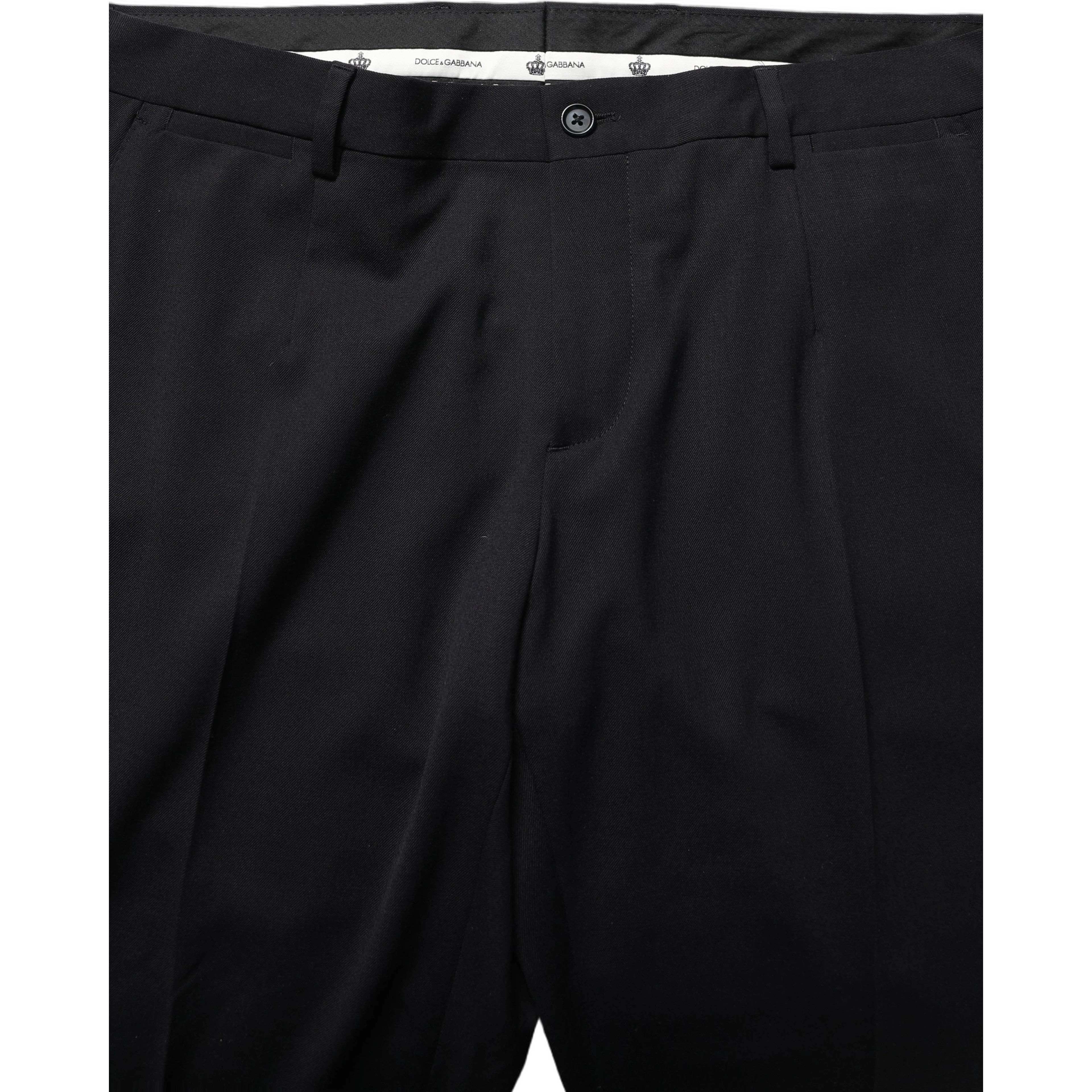 Black Wool Tapered Leg Dress Trouser Pants