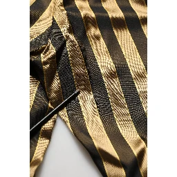 Gold Black Stripe Satin Tapered Leg Men Pants