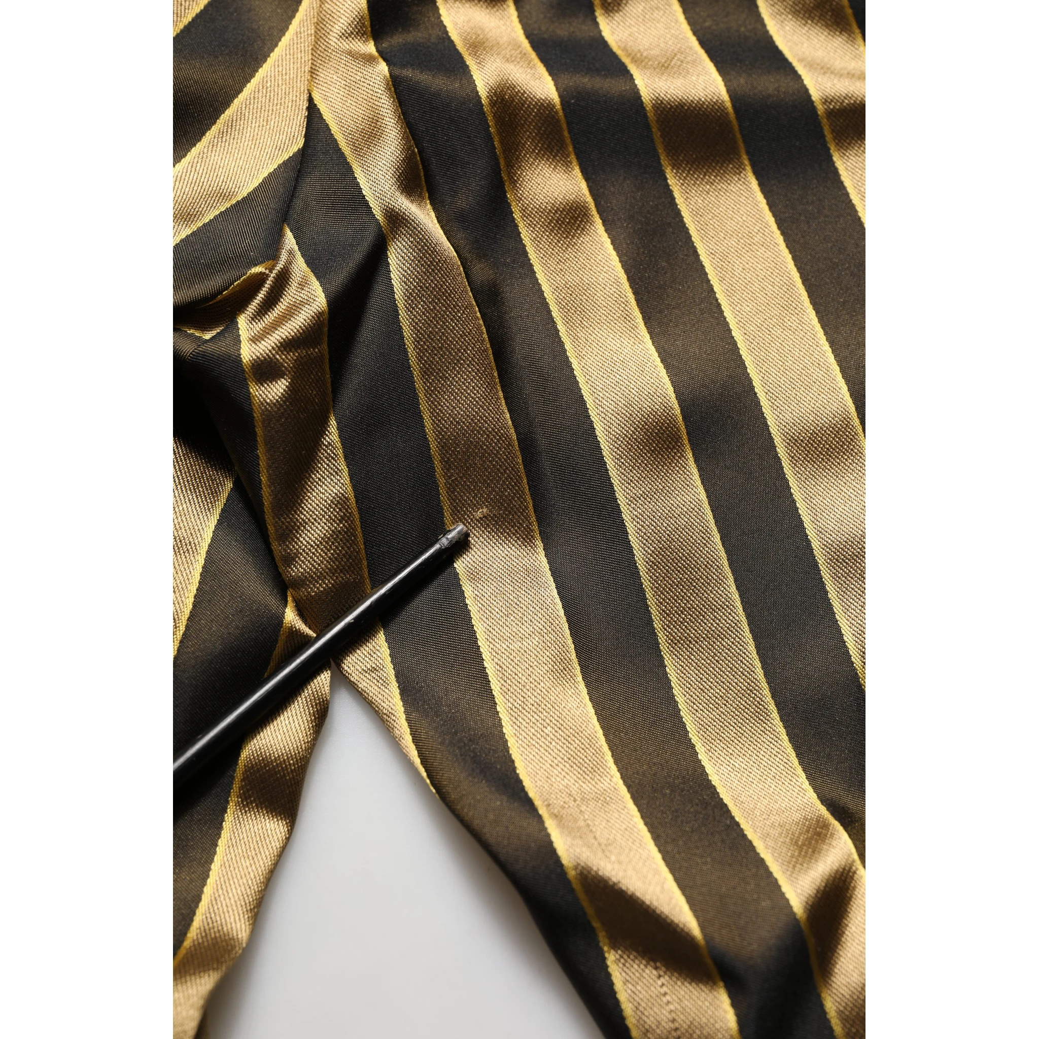 Gold Black Stripe Satin Tapered Leg Men Pants