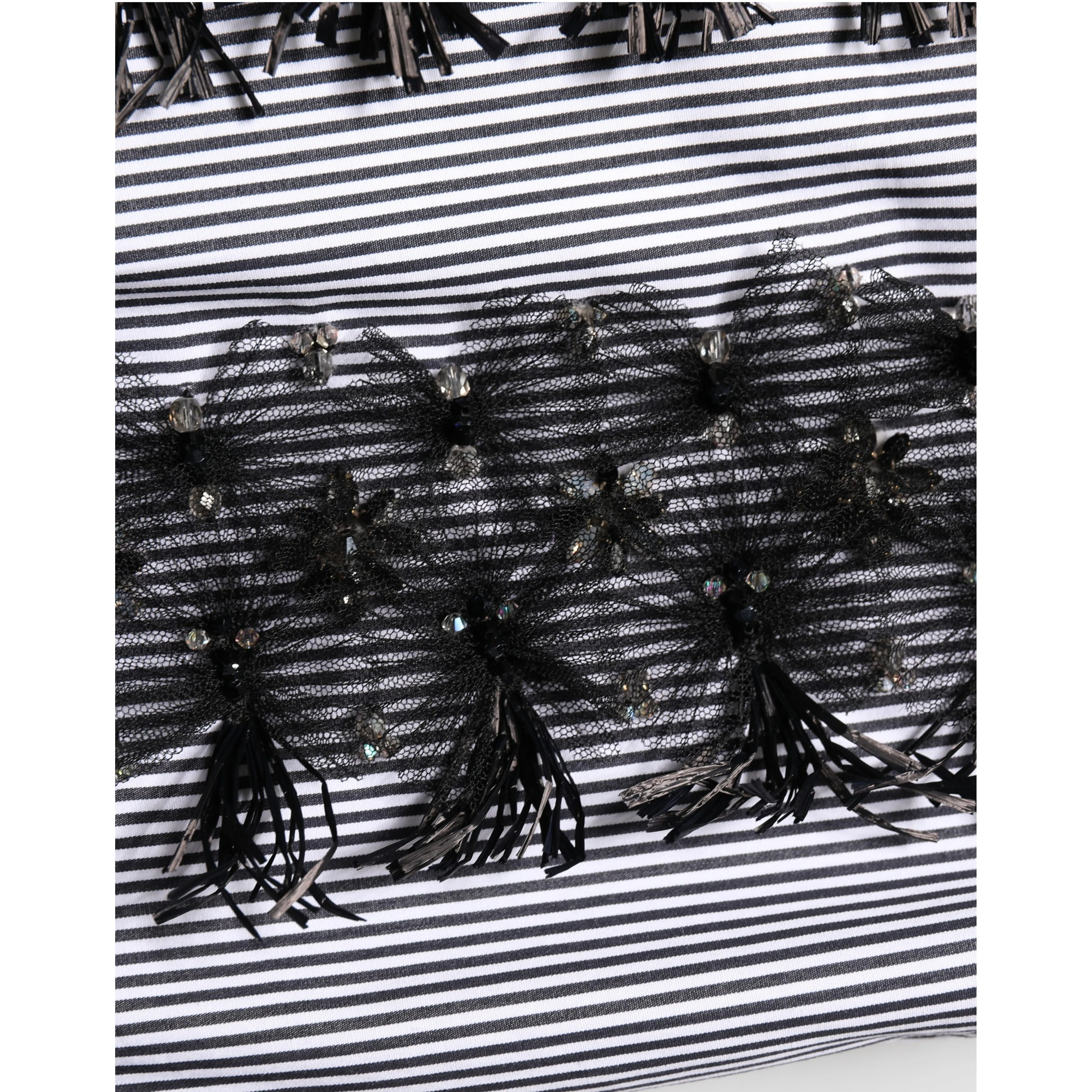 BlackGray Pinstripe Embellished Trouser Pants