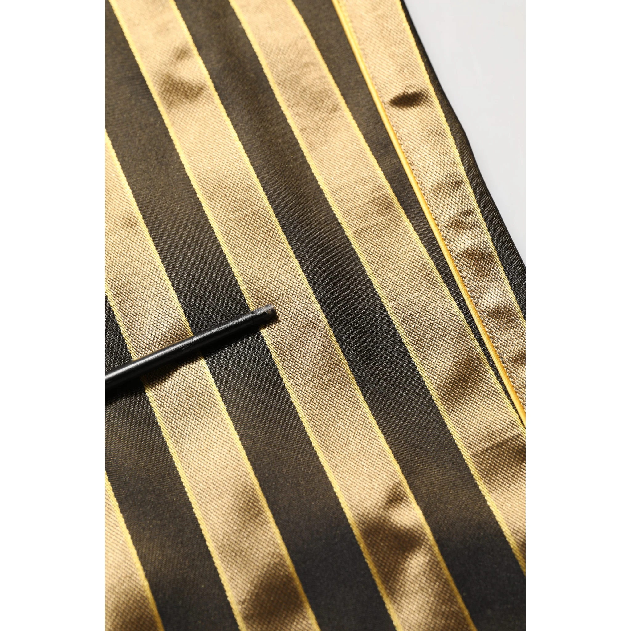 Gold Black Stripes Satin Tapered Leg Pants