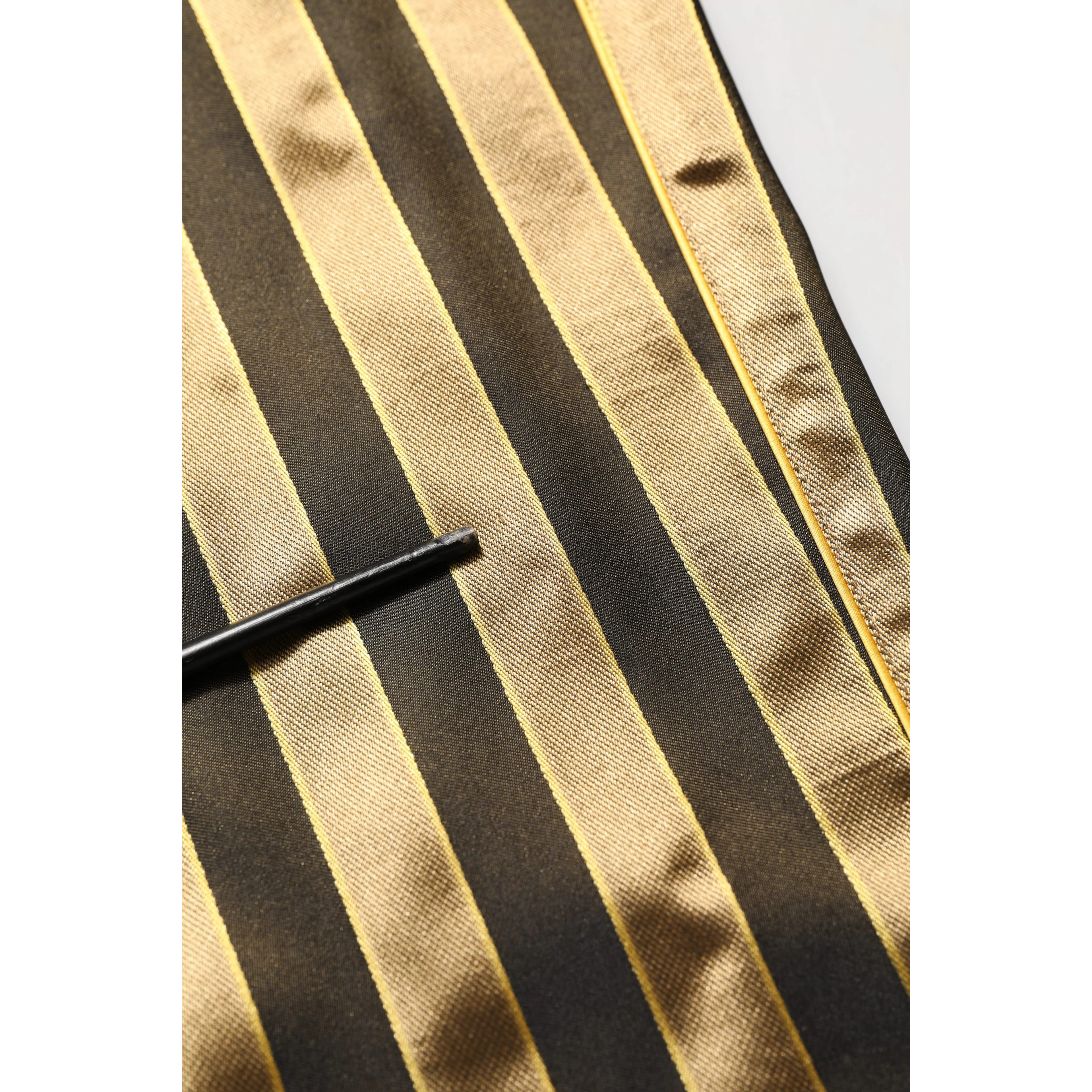 Gold Black Stripes Satin Tapered Leg Pants
