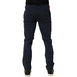 Navy Blue Skinny Chino Mid Waist Men Pants