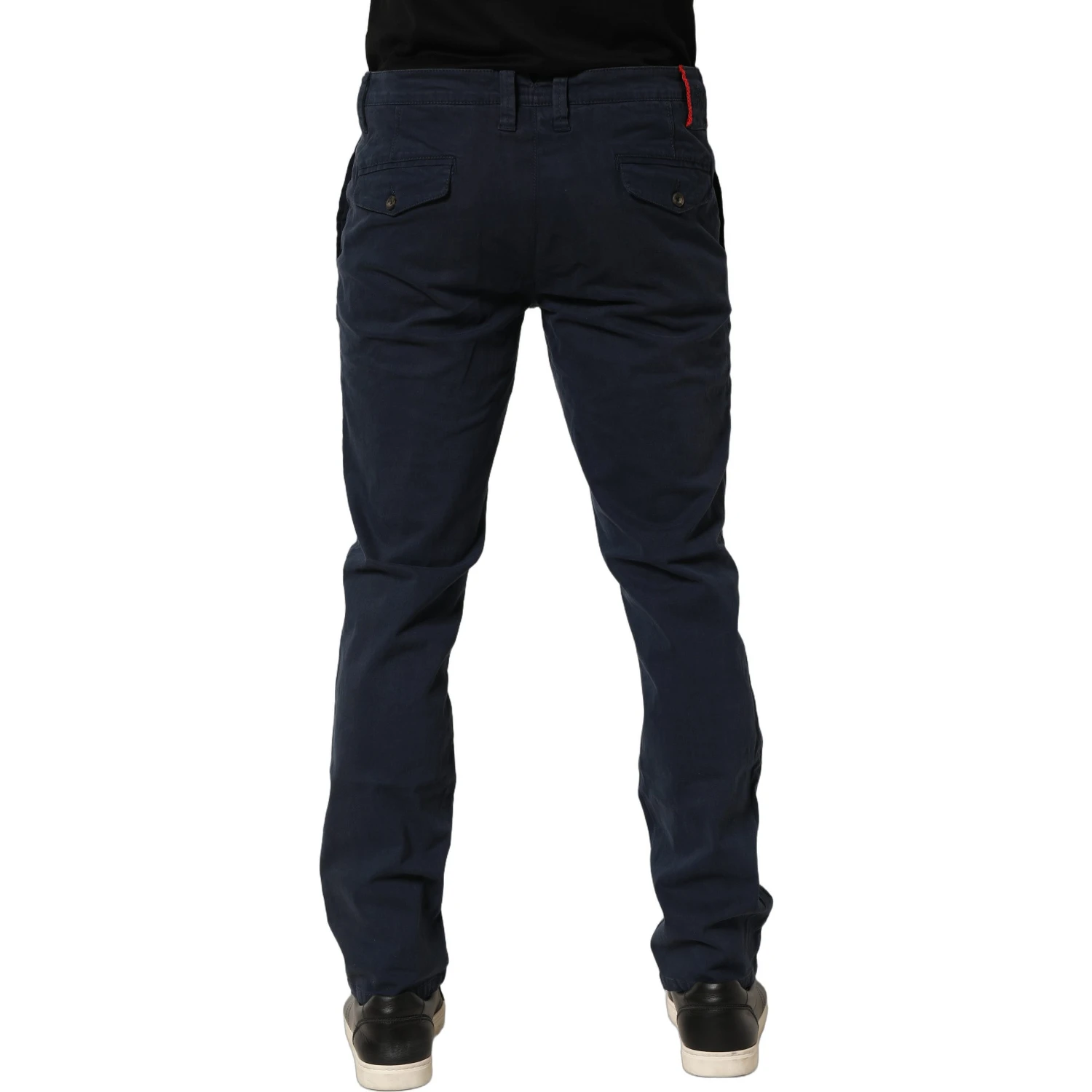 Navy Blue Skinny Chino Mid Waist Men Pants