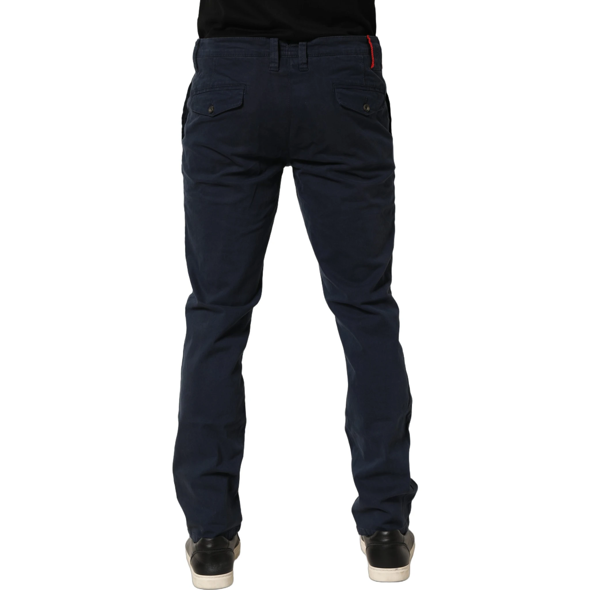 Navy Blue Skinny Chino Mid Waist Men Pants