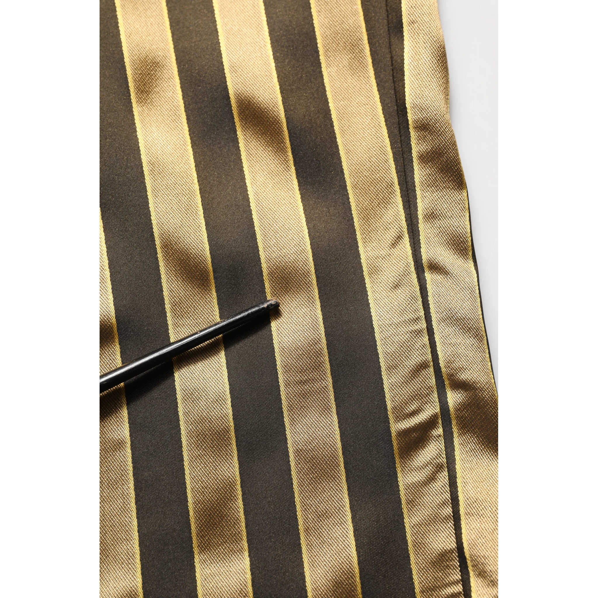 Gold Black Stripes Satin Tapered Leg Pants