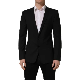 Black Wool Single Breasted Blazer Jacket