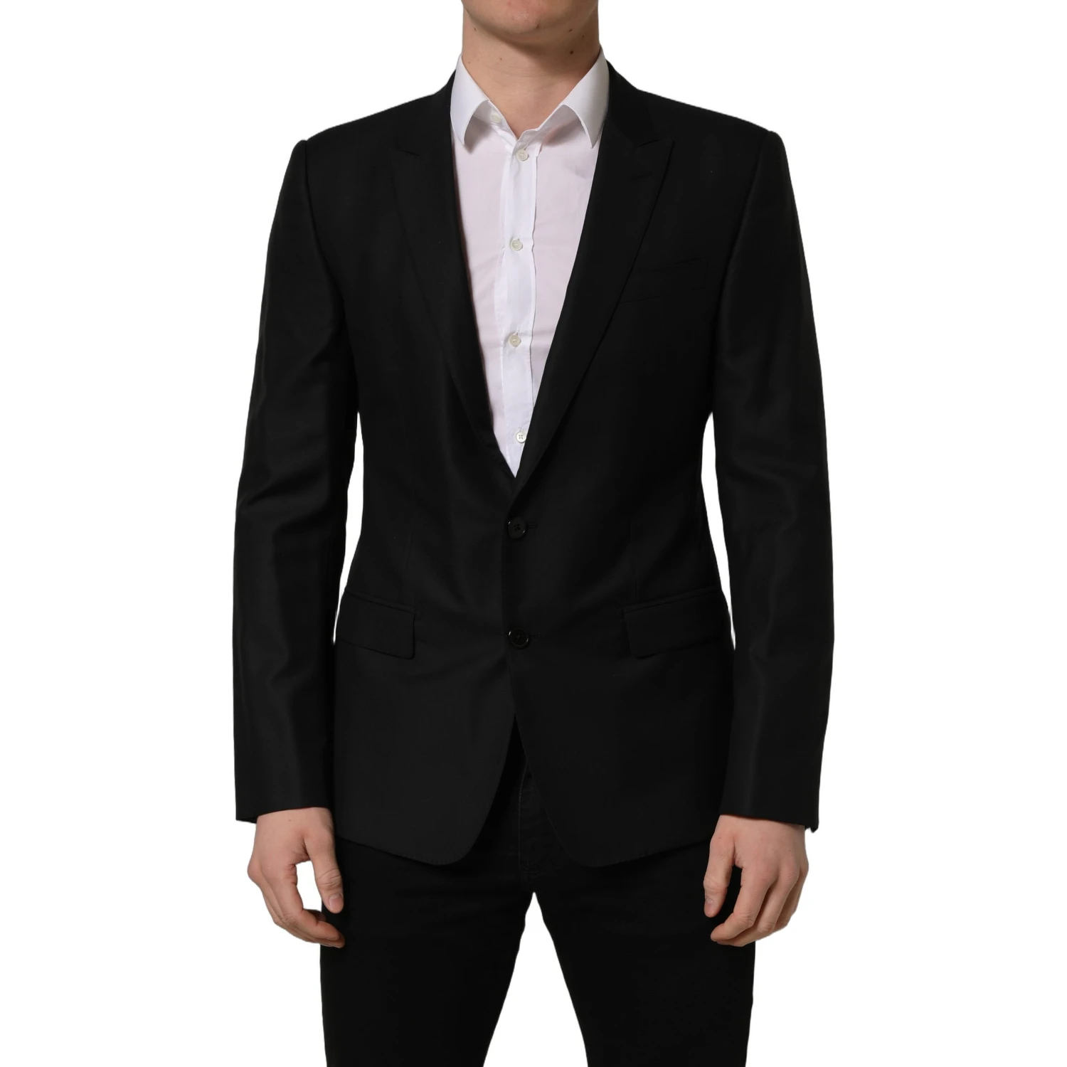 Black Wool Single Breasted Blazer Jacket