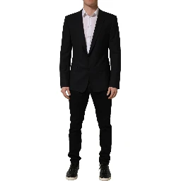 Black Wool Single Breasted Blazer Jacket