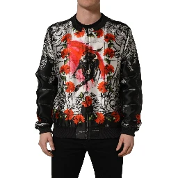 Multicolor Majolica Bull Print Bomber Jacket