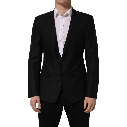 Black Wool Single Breasted Blazer Jacket