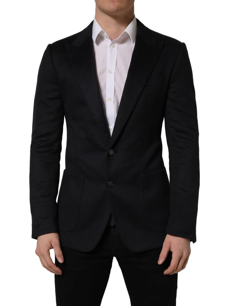 Black Cashmere Single Breasted Blazer Jacket