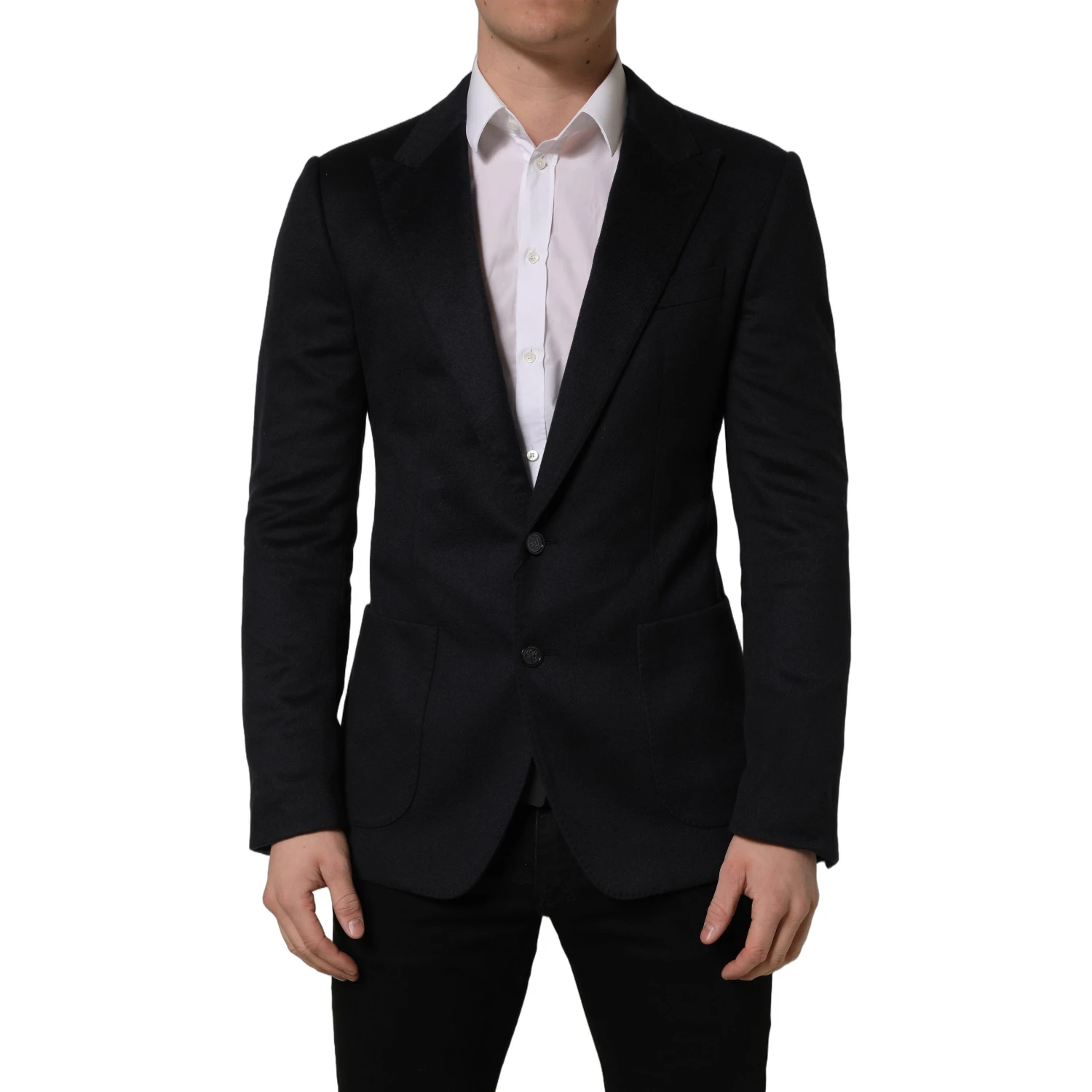Black Cashmere Single Breasted Blazer Jacket