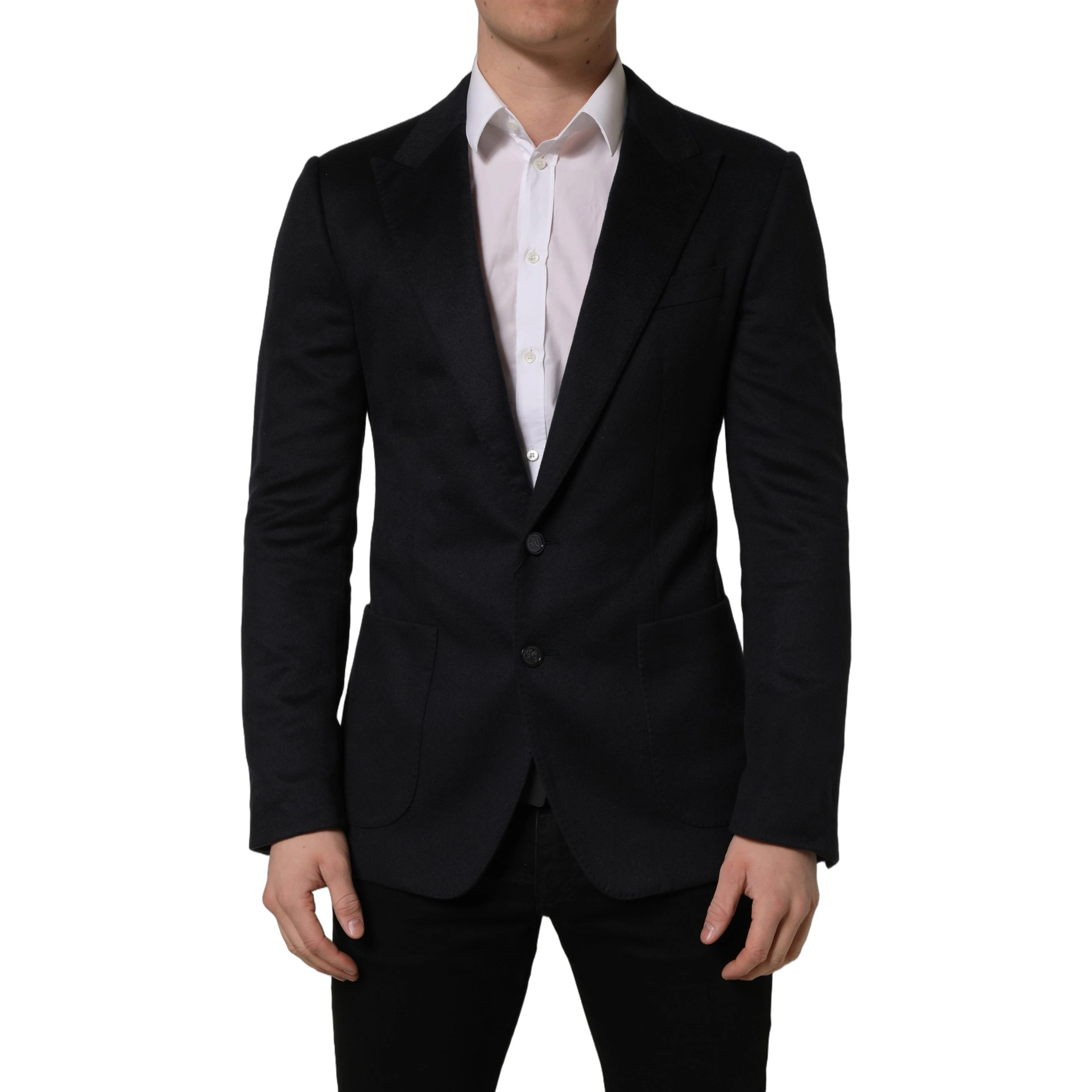 Black Cashmere Single Breasted Blazer Jacket