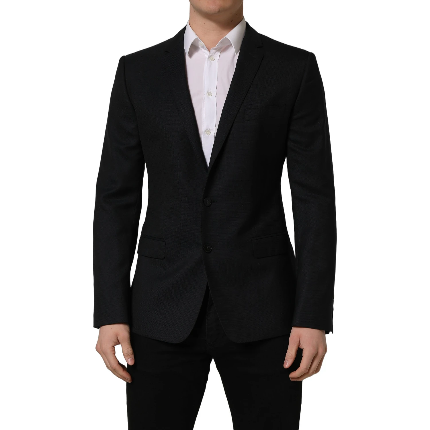 Black Wool Single Breasted Blazer Jacket