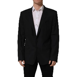 Black Wool Single Breasted Blazer Jacket