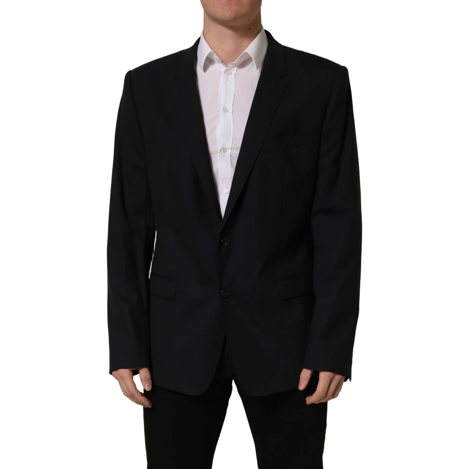 Black Wool Single Breasted Blazer Jacket