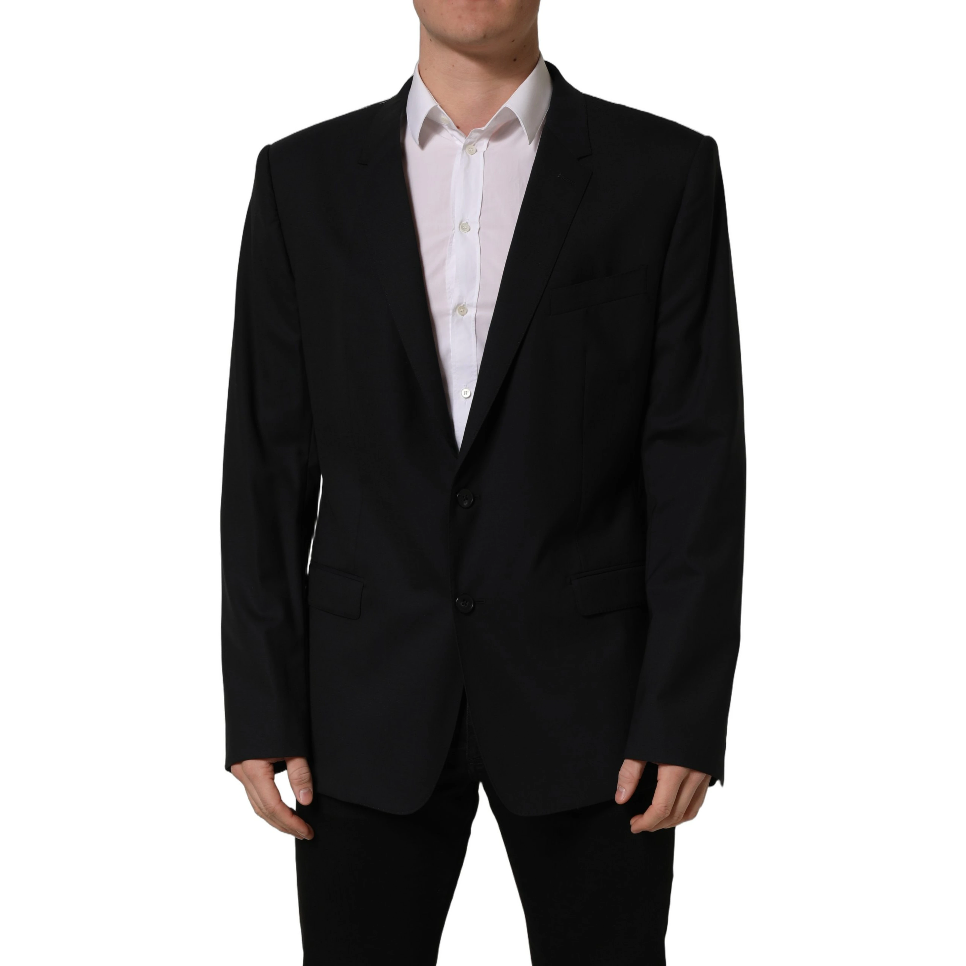 Black Wool Single Breasted Blazer Jacket
