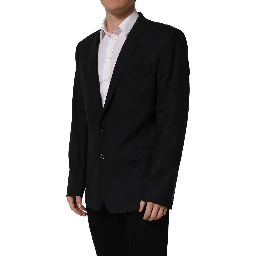 Black Wool Single Breasted Blazer Jacket