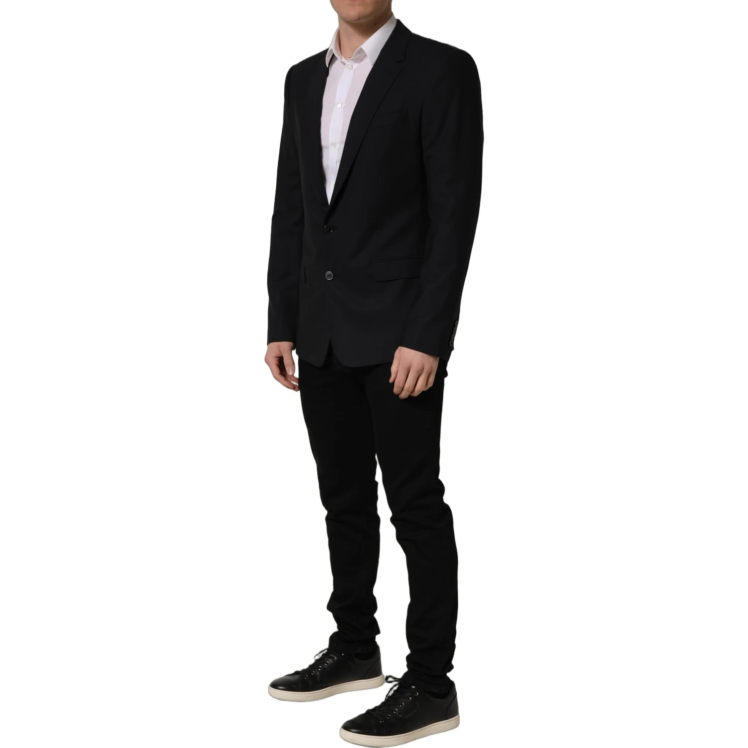 Black Wool Single Breasted Blazer Jacket