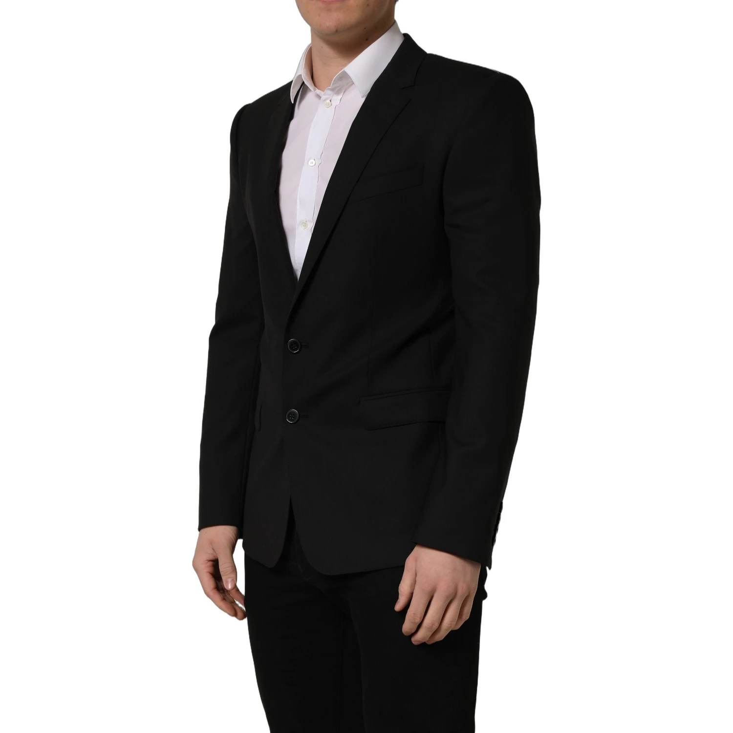 Black Wool Single Breasted Blazer Jacket