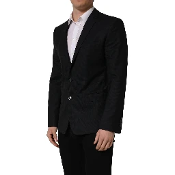 Black Wool Single Breasted Blazer Jacket