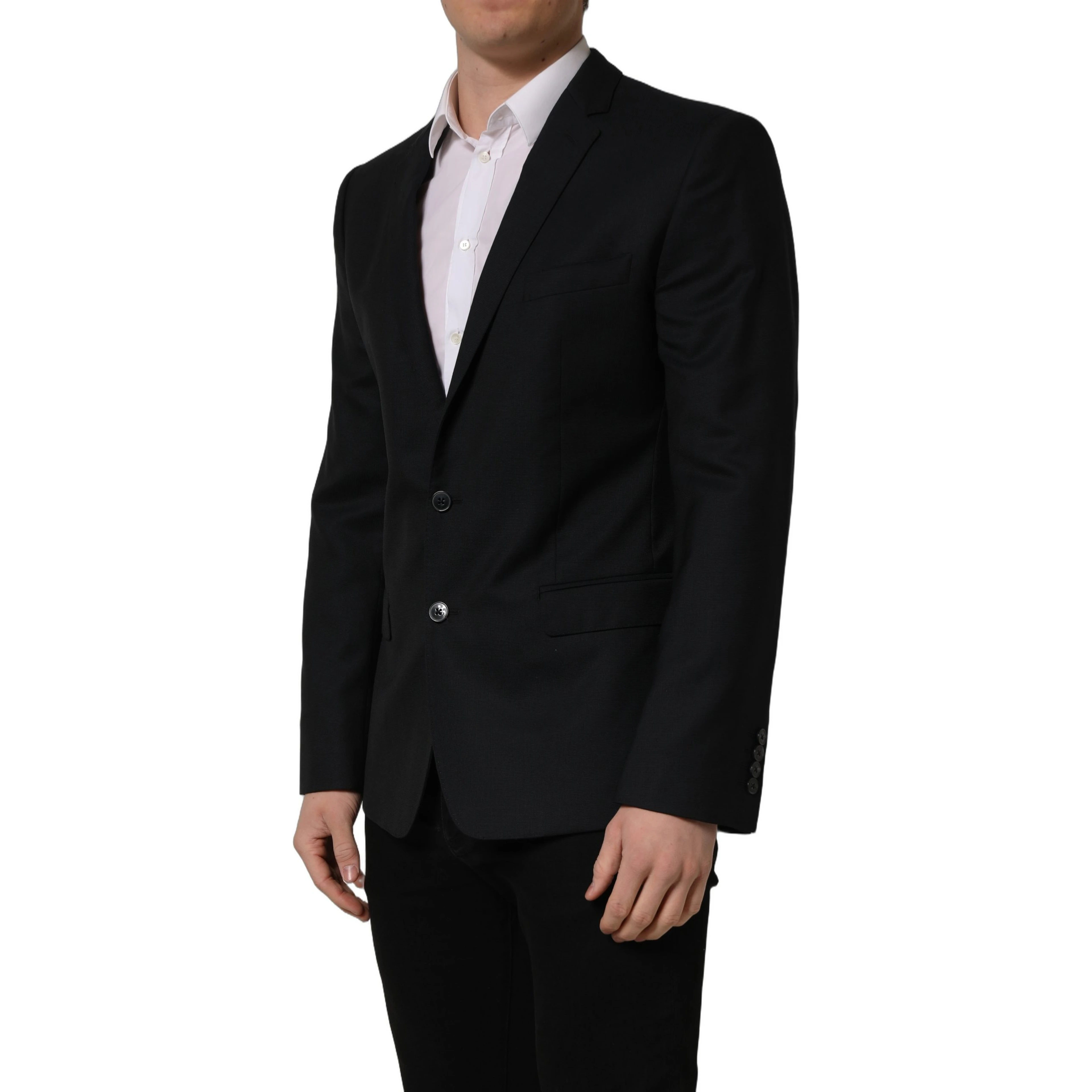 Black Wool Single Breasted Blazer Jacket