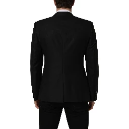 Black Wool Single Breasted Blazer Jacket