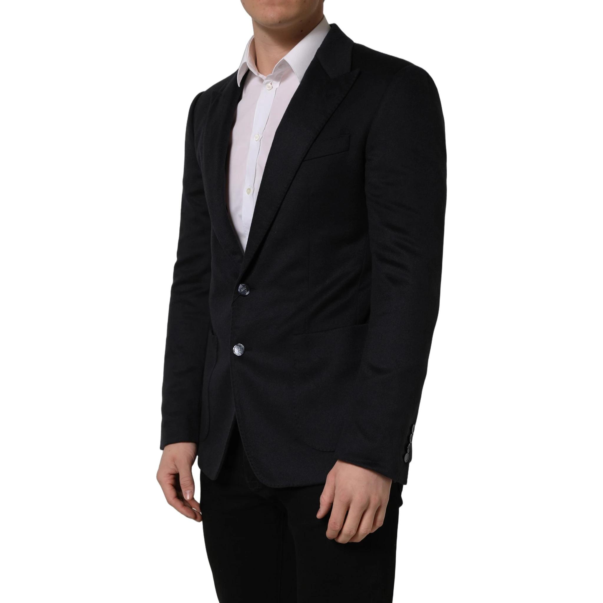Black Cashmere Single Breasted Blazer Jacket