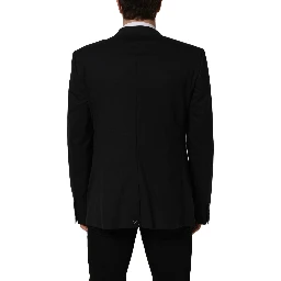 Black Wool Single Breasted Blazer Jacket