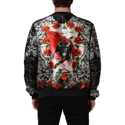 Multicolor Majolica Bull Print Bomber Jacket