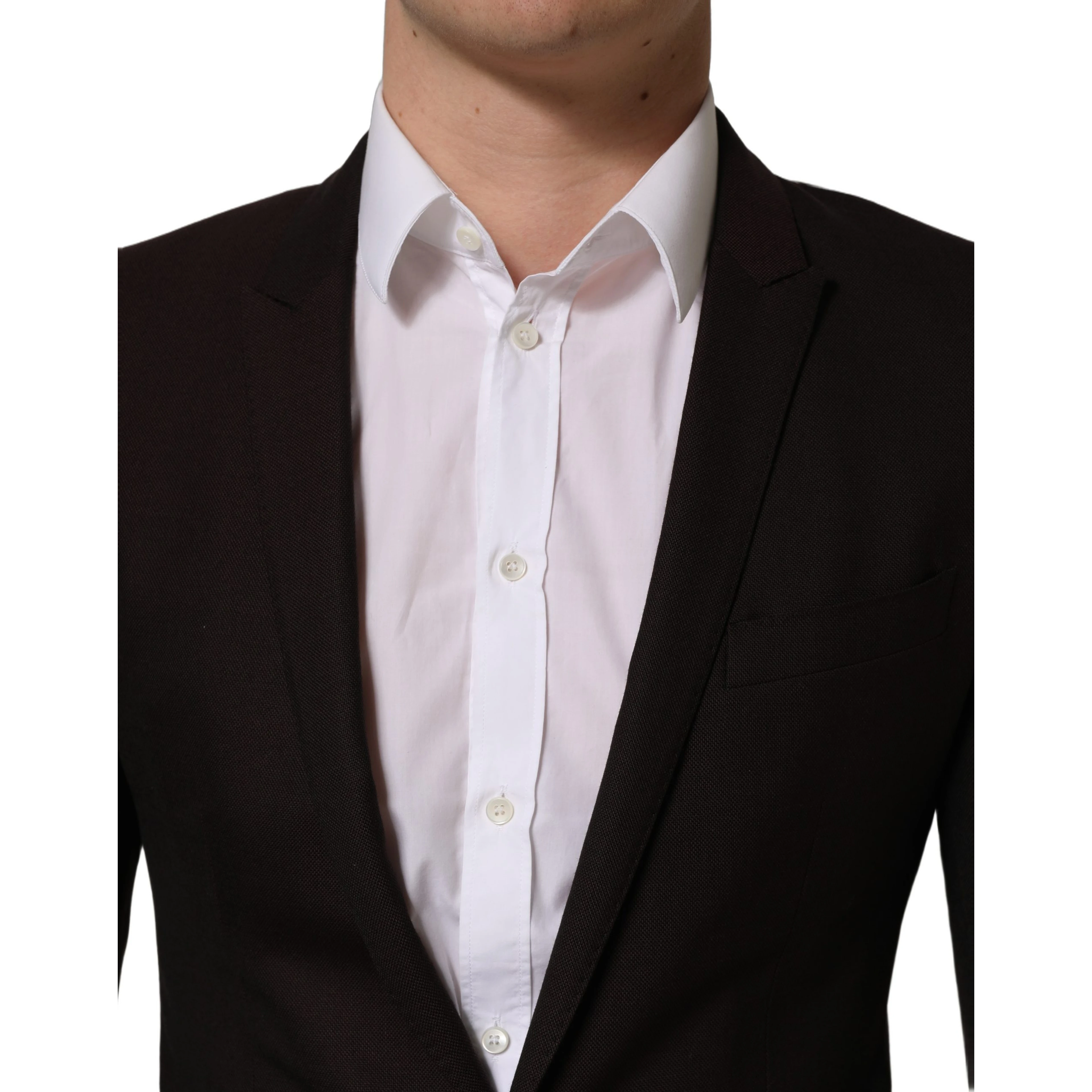 Brown Wool GOLD Single Breasted Men Jacket