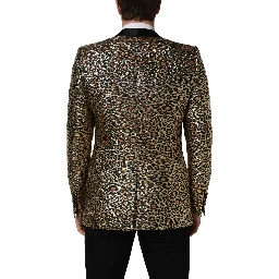 Gold Leopard Single Breasted Men Coat Jacket