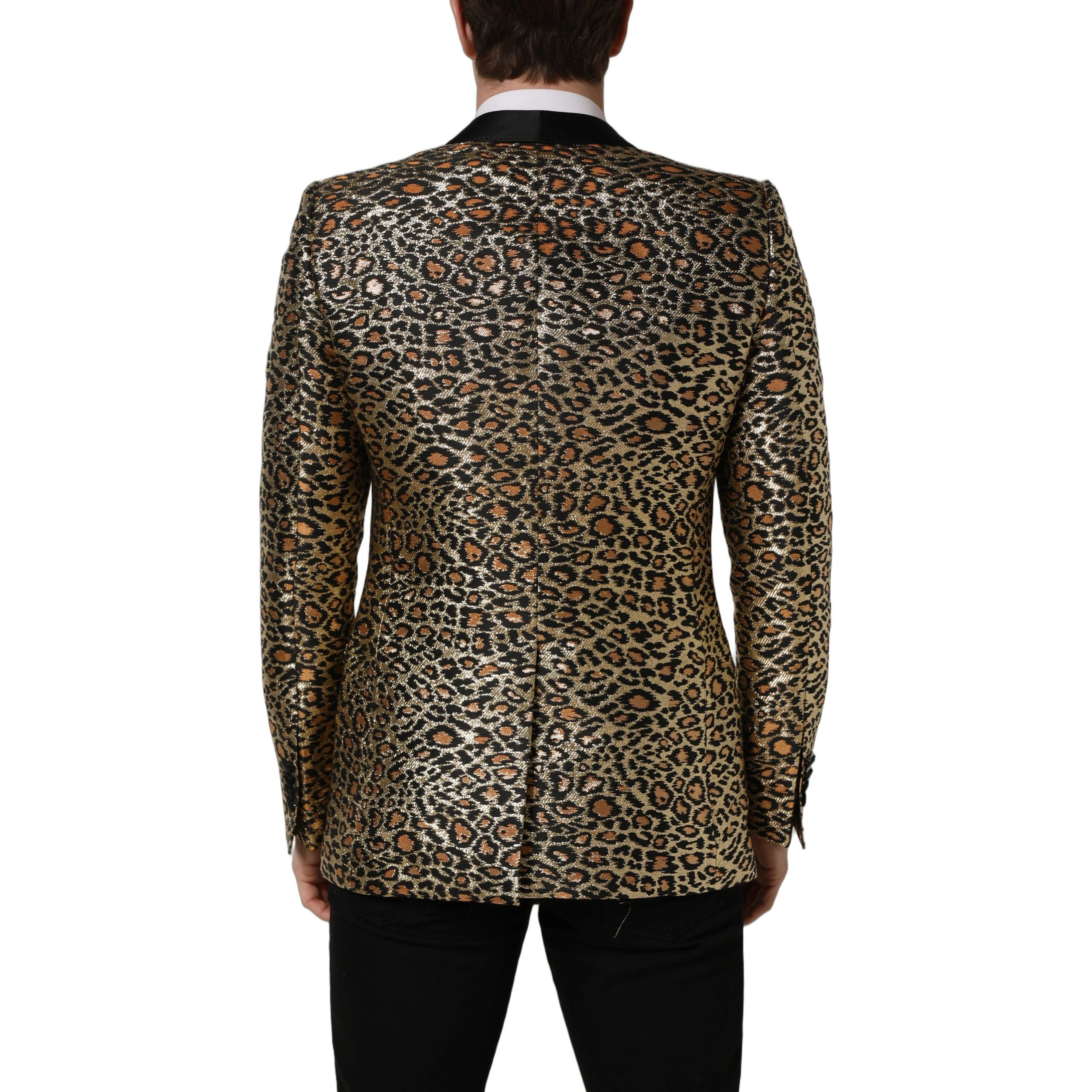 Gold Leopard Single Breasted Men Coat Jacket