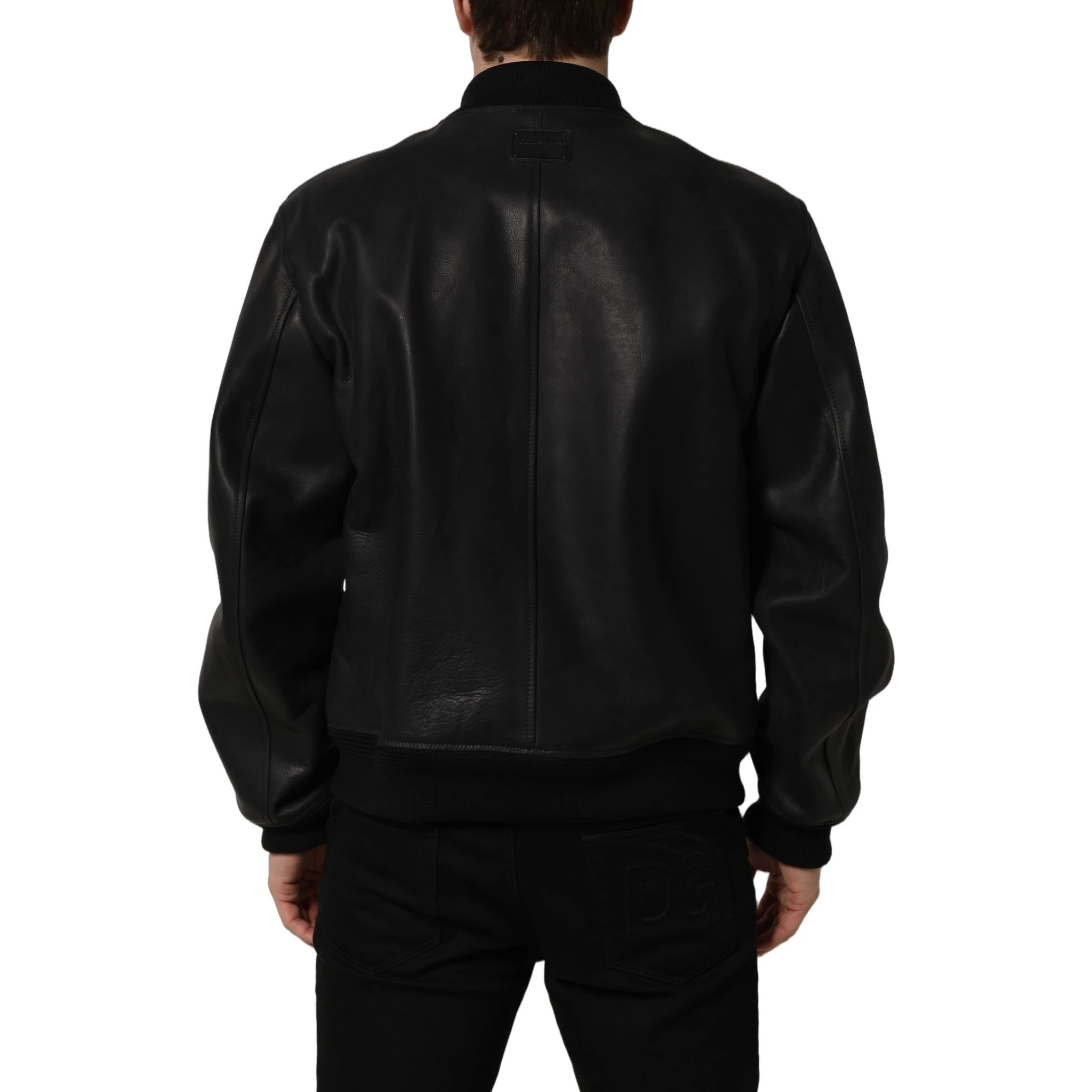 Black Leather Full Zip Men Biker Jacket