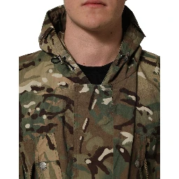 Multicolor Camouflage Hooded Coat Jacket