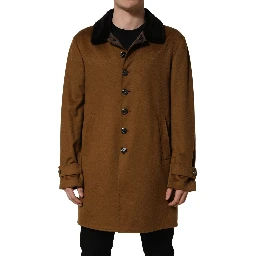 Brown Cashmere Mink Fur Men Overcoat Jacket