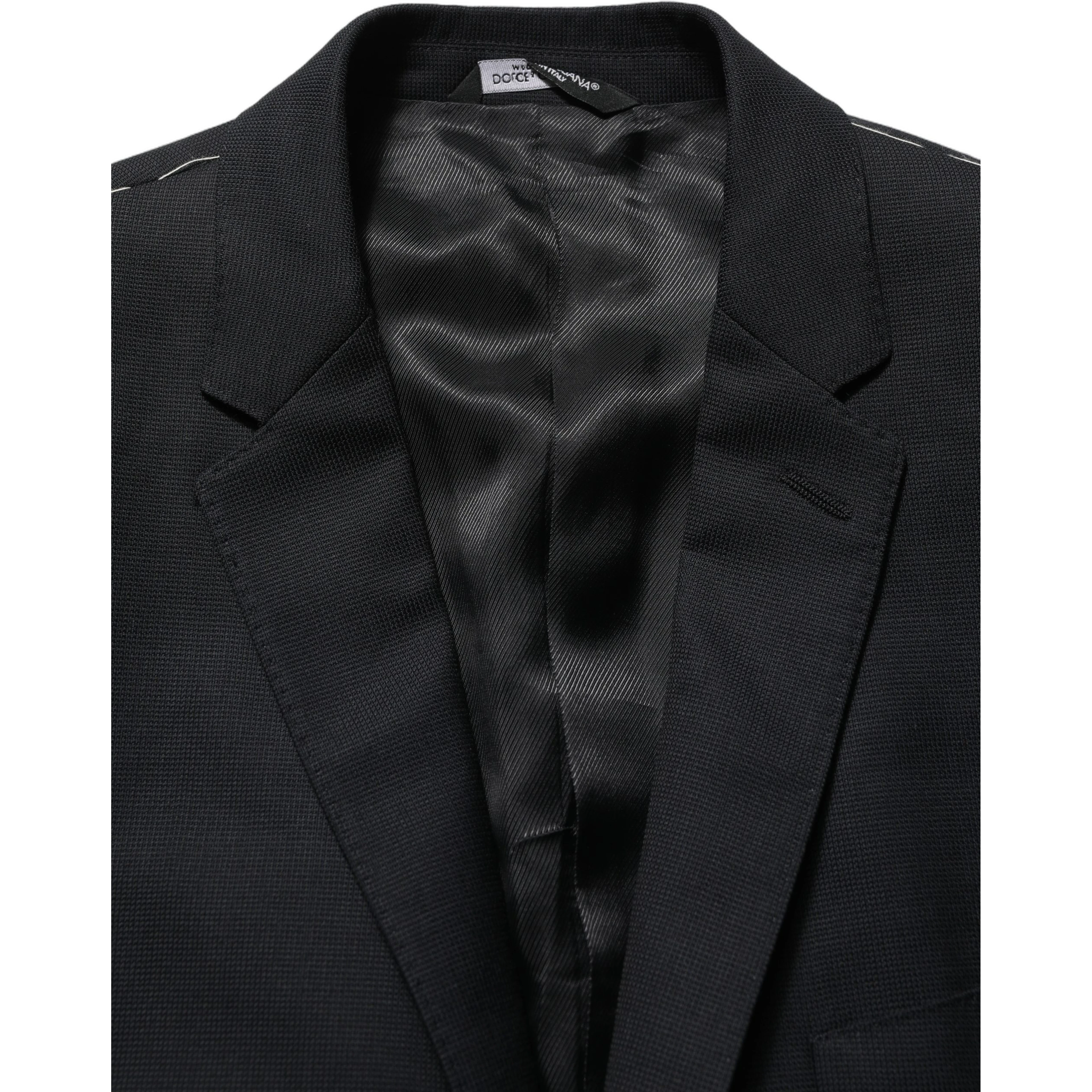 Black Wool Single Breasted Blazer Jacket