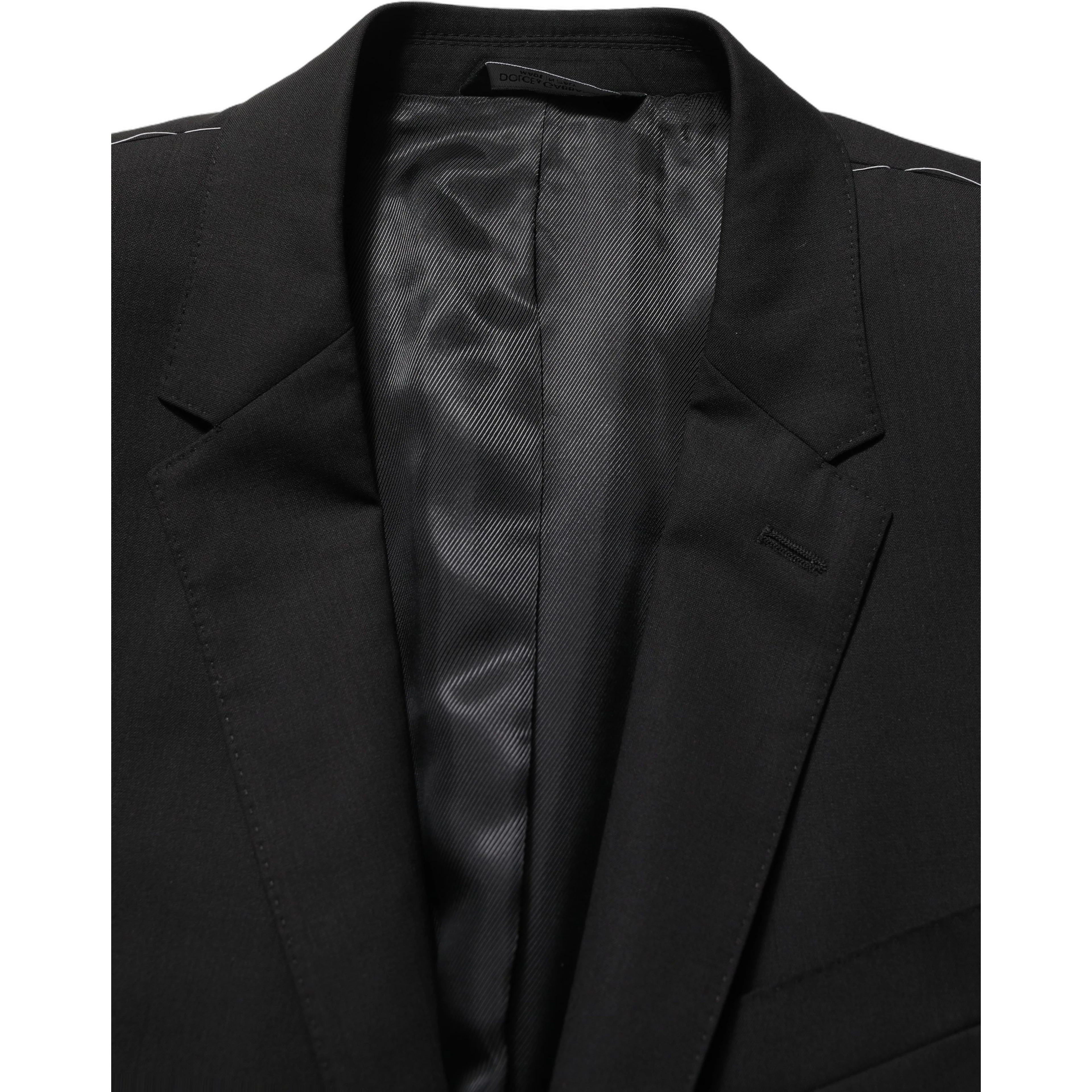 Black Wool Single Breasted Blazer Jacket