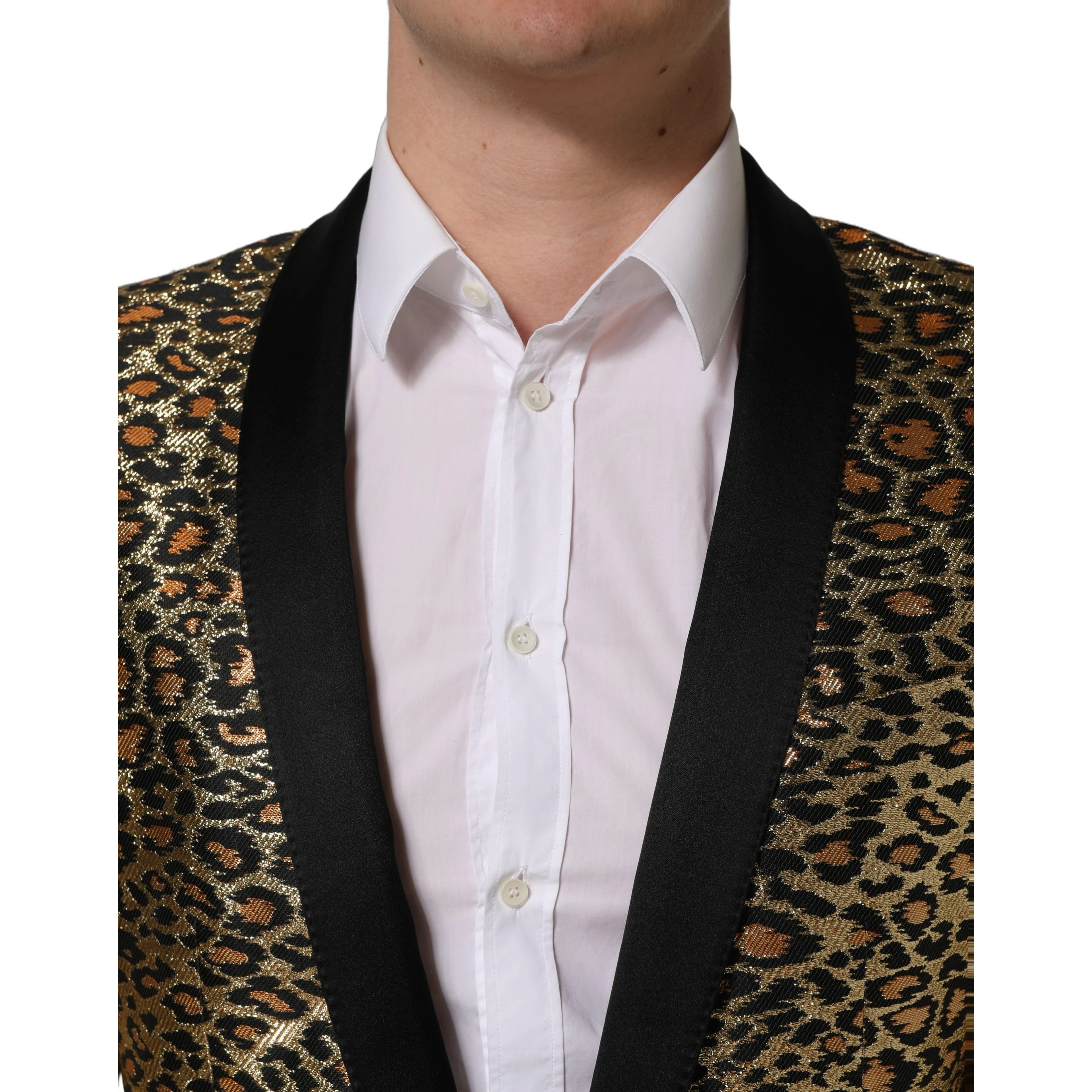 Gold Leopard Single Breasted Men Coat Jacket