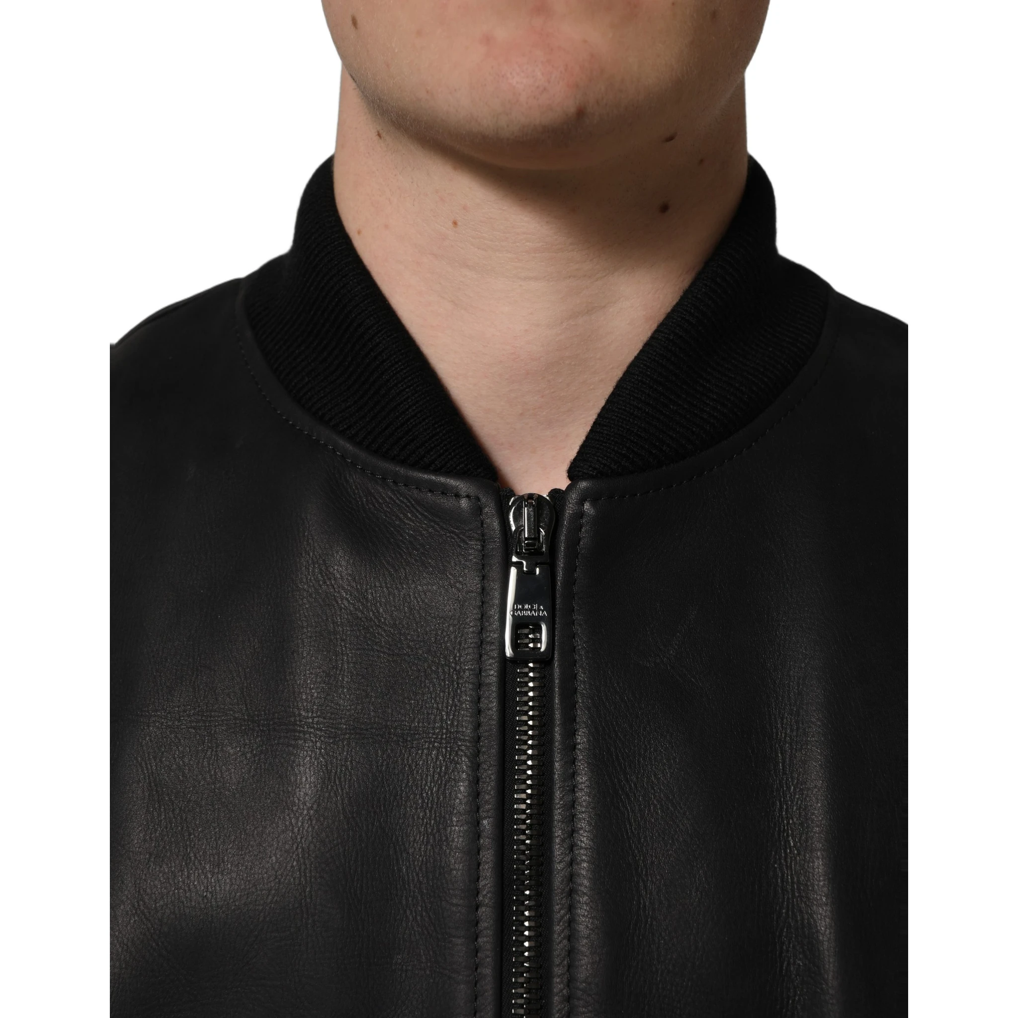 Black Leather Full Zip Men Biker Jacket
