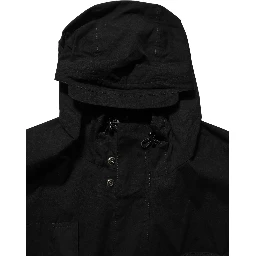 Black Nylon Men Hooded Windbreaker Jacket