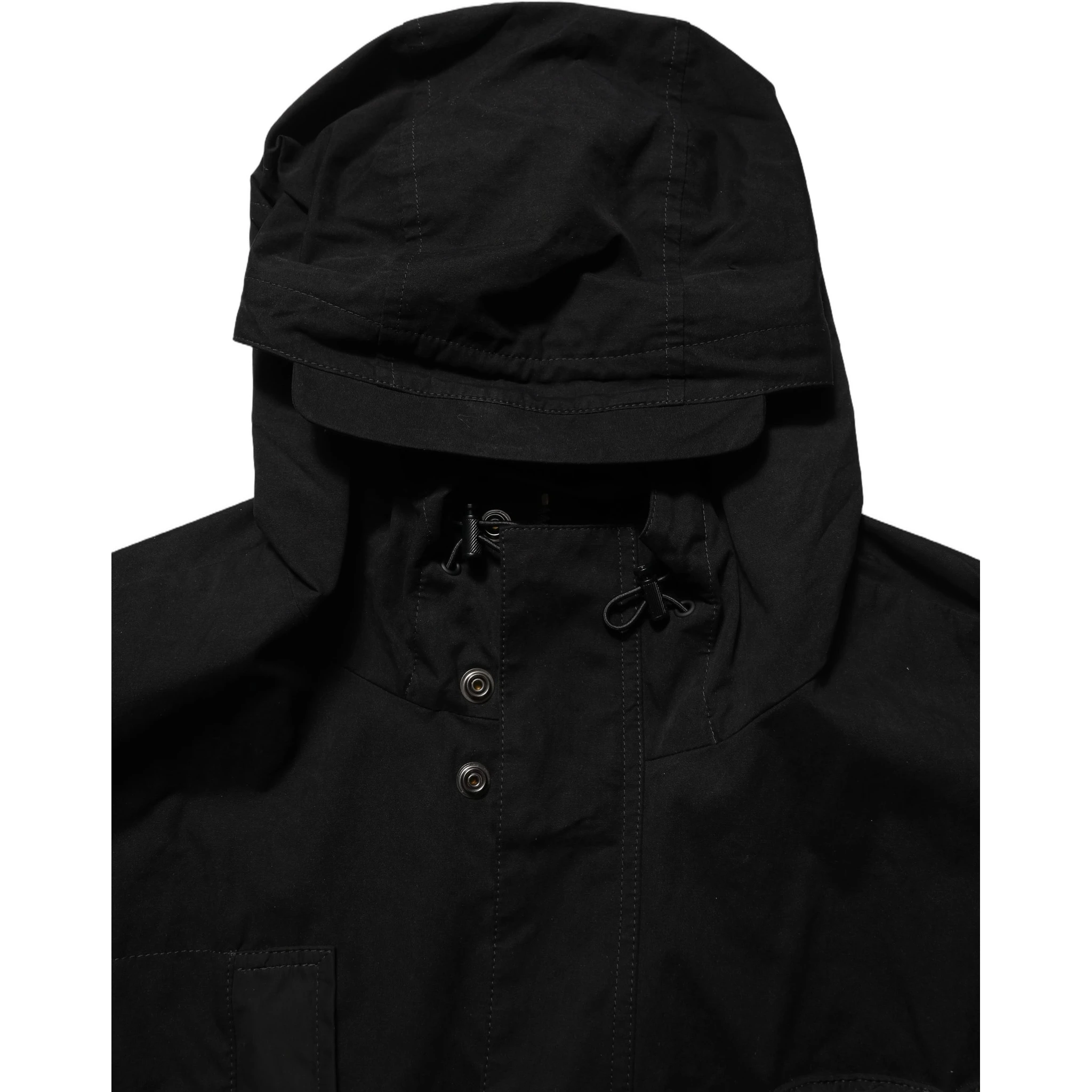 Black Nylon Men Hooded Windbreaker Jacket